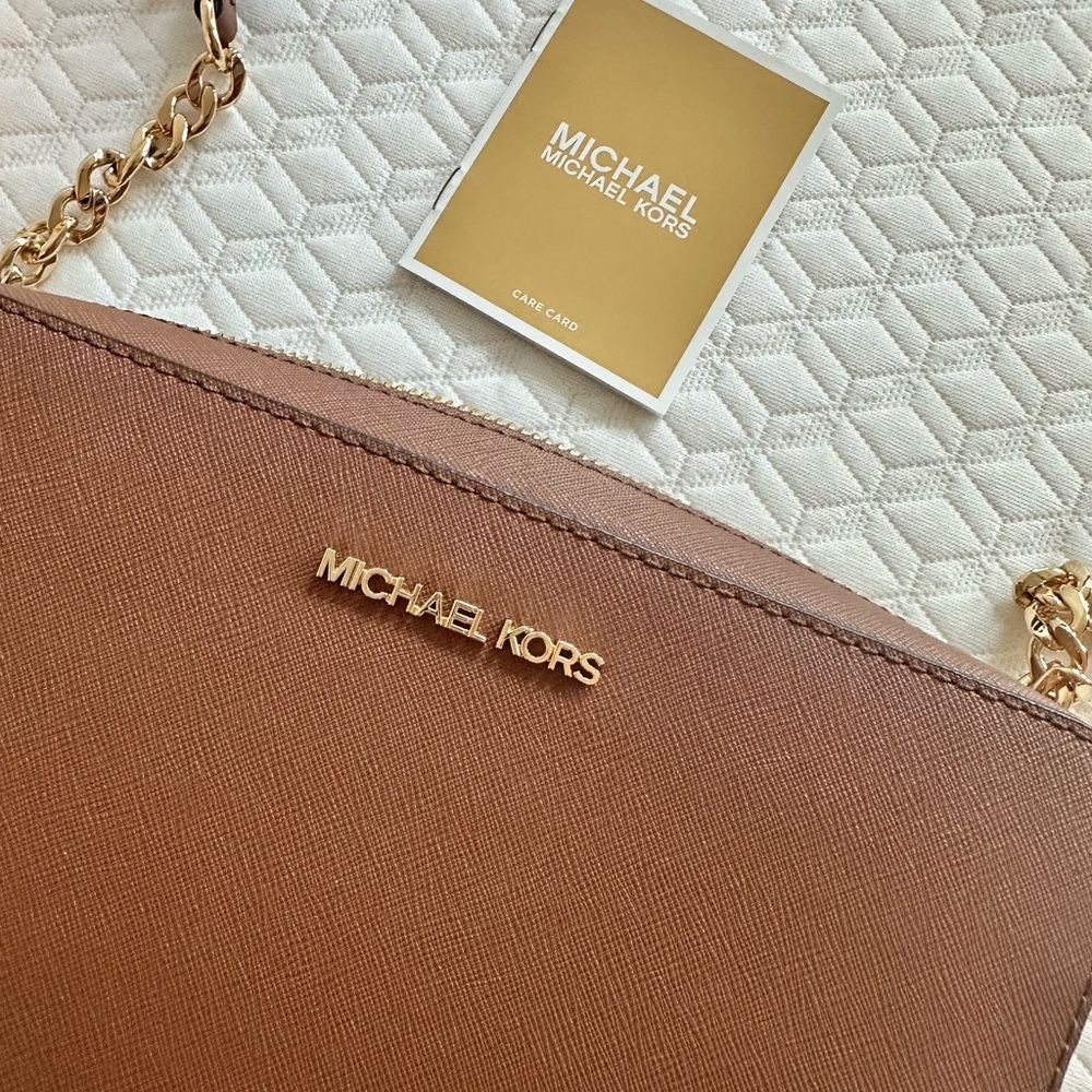 Michael Kors Tan Crossbody Bag with Gold Chain